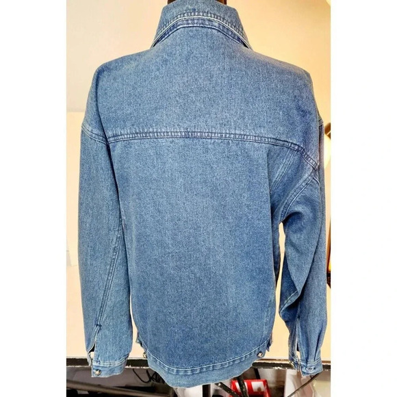Vintage I.B. Diffusion Denim Jean Jacket Silver & Turquoise Studs Size 1… - Picture 8 of 14
